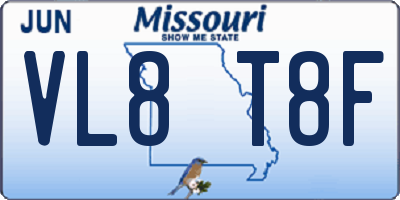 MO license plate VL8T8F
