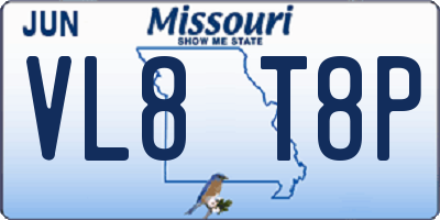 MO license plate VL8T8P