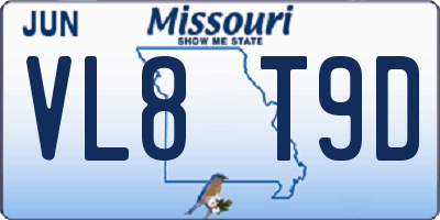 MO license plate VL8T9D