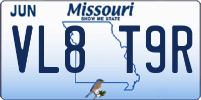 MO license plate VL8T9R