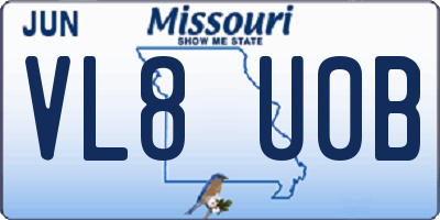 MO license plate VL8U0B
