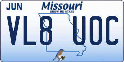 MO license plate VL8U0C