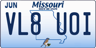 MO license plate VL8U0I