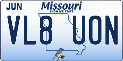 MO license plate VL8U0N