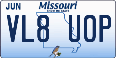 MO license plate VL8U0P