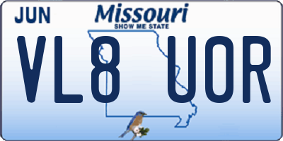 MO license plate VL8U0R