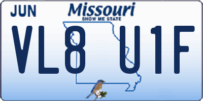 MO license plate VL8U1F