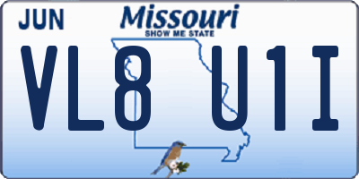 MO license plate VL8U1I