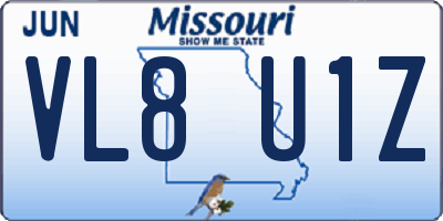 MO license plate VL8U1Z