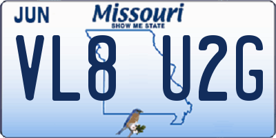 MO license plate VL8U2G