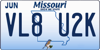 MO license plate VL8U2K