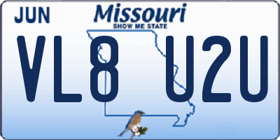 MO license plate VL8U2U
