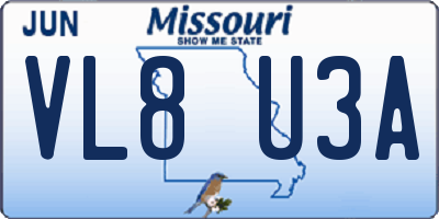 MO license plate VL8U3A