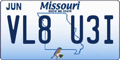 MO license plate VL8U3I