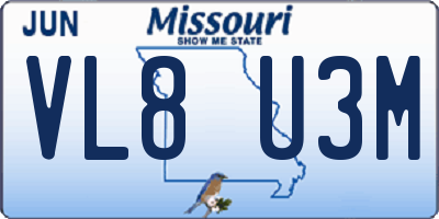 MO license plate VL8U3M