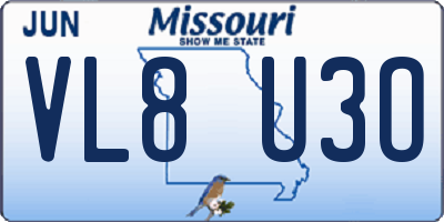 MO license plate VL8U3O