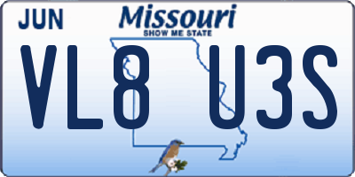 MO license plate VL8U3S