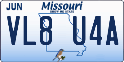 MO license plate VL8U4A
