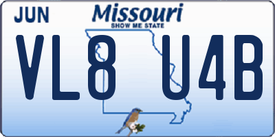 MO license plate VL8U4B