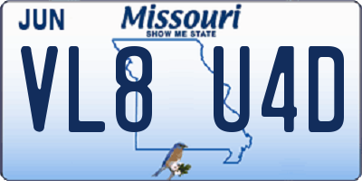 MO license plate VL8U4D