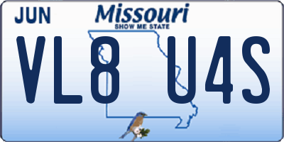 MO license plate VL8U4S