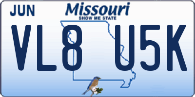 MO license plate VL8U5K