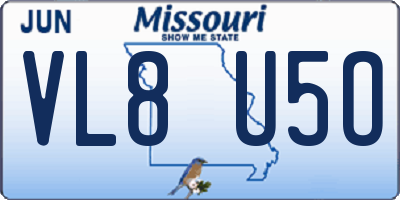 MO license plate VL8U5O