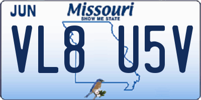 MO license plate VL8U5V
