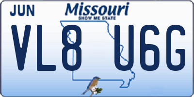 MO license plate VL8U6G
