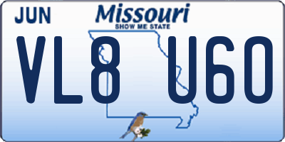 MO license plate VL8U6O