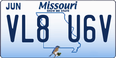 MO license plate VL8U6V