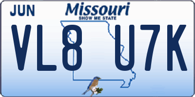 MO license plate VL8U7K