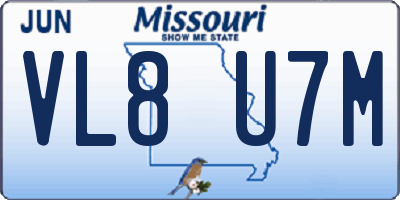 MO license plate VL8U7M