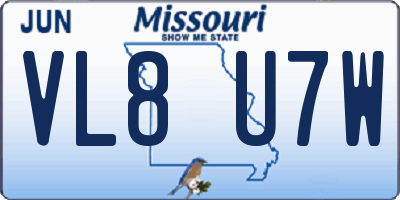 MO license plate VL8U7W