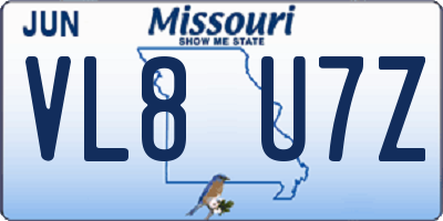 MO license plate VL8U7Z