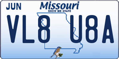 MO license plate VL8U8A