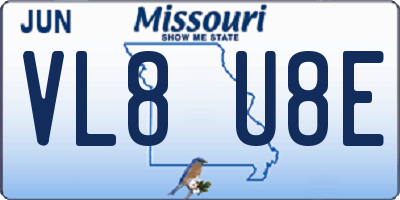 MO license plate VL8U8E