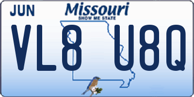 MO license plate VL8U8Q