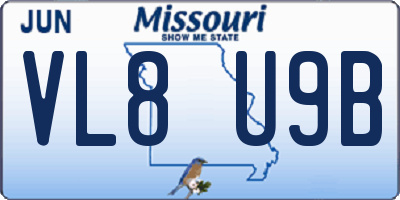 MO license plate VL8U9B