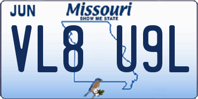 MO license plate VL8U9L