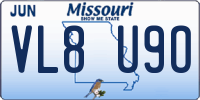 MO license plate VL8U9O