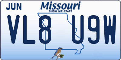 MO license plate VL8U9W