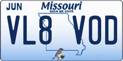 MO license plate VL8V0D