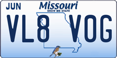MO license plate VL8V0G