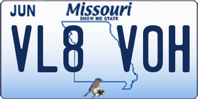 MO license plate VL8V0H