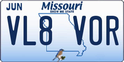 MO license plate VL8V0R