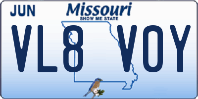 MO license plate VL8V0Y