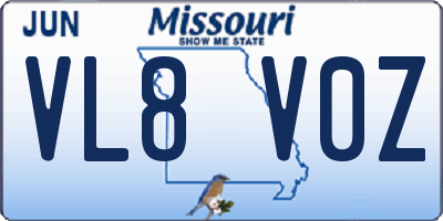 MO license plate VL8V0Z