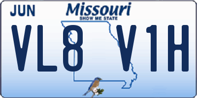 MO license plate VL8V1H