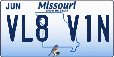 MO license plate VL8V1N